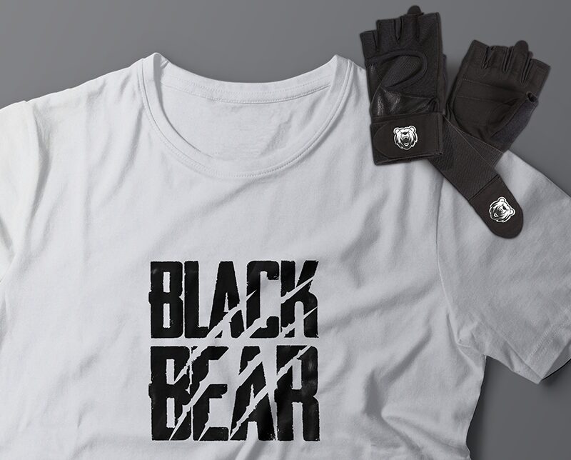 black bear design camiseta
